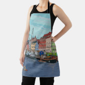 Nyhavn Kopenhagen Denmark Whimsical llustration Schort (Insitu)