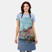 Nyhavn Kopenhagen Denmark Whimsical llustration Schort (Gedragen)