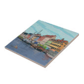 Nyhavn Kopenhagen Denmark Whimsical llustration Tegeltje (Zijkant)