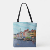 Nyhavn Kopenhagen Denmark Whimsical llustration Tote Bag (Achterkant)