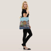 Nyhavn Kopenhagen Denmark Whimsical llustration Tote Bag (Op model)