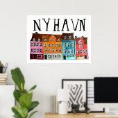 NYHAVN Kopenhagen Waterverf Kunstreizen Poster (Thuiskantoor)