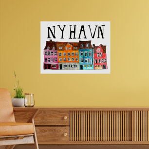NYHAVN Kopenhagen Waterverf Kunstreizen Poster