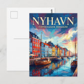 Nyhavn Waterfront Denemarken Briefkaart (Voorkant / Achterkant)