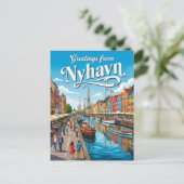 Nyhavn Waterfront Denemarken Briefkaart (Staand voorkant)
