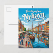 Nyhavn Waterfront Denemarken Briefkaart (Voorkant / Achterkant)