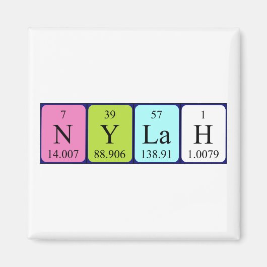 Nylah periodieke lijstnaam magnet (Voorkant)