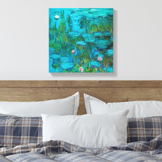 Nymfen van Monet, impressionistisch echt schilderi Canvas Afdruk (Insitu (Slaapkamer))