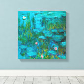 Nymfen van Monet, impressionistisch echt schilderi Canvas Afdruk (Insitu (Houten vloer))