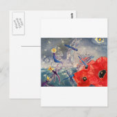 Nymferen en Dragonfly Waterverf Schilderen Briefkaart (Voorkant / Achterkant)