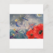 Nymferen en Dragonfly Waterverf Schilderen Briefkaart (Voorkant)