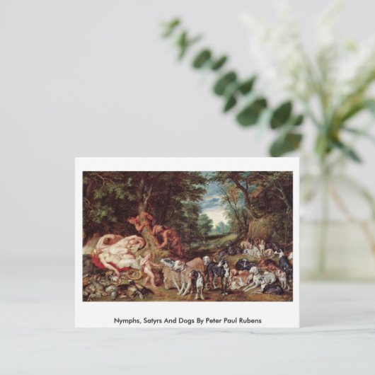 Nymferen, satyrs en honden van Peter Paul Rubens Briefkaart (Staand voorkant)