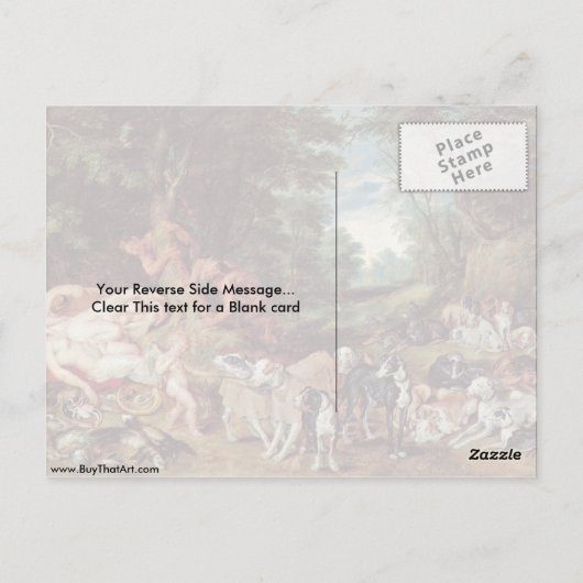 Nymferen, satyrs en honden van Peter Paul Rubens Briefkaart (Achterkant)
