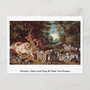 Nymferen, satyrs en honden van Peter Paul Rubens Briefkaart