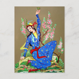 Nymph met drink bekerbriefkaart briefkaart