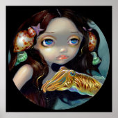 Nymph met een Cuttlefish ART PRINT mermaid fantasy (Voorkant)
