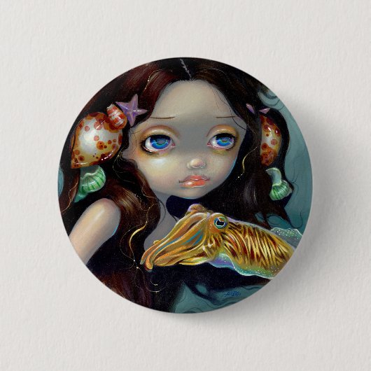 "Nymph met een Cuttlefish"-Button Ronde Button 5,7 Cm (Voorkant)