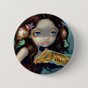 "Nymph met een Cuttlefish"-Button Ronde Button 5,7 Cm