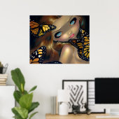Nymph met Monarchs ART PRINT vlinderfee (Thuiskantoor)