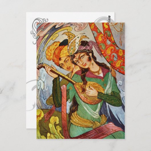 Nymph met setar briefkaart (Voorkant / Achterkant)