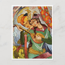 Nymph met setar en haar geliefde briefkaart