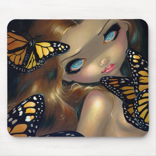 "Nymph with Monarchs" Mousepad Muismat (Voorkant)