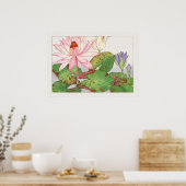Nymphaea Lotus #1, Roze, Lily Pad, Tanigami Konan Poster (Keuken)