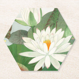 Nymphaea lotus, Japanse houtsnede, 1917 Kartonnen Onderzetters