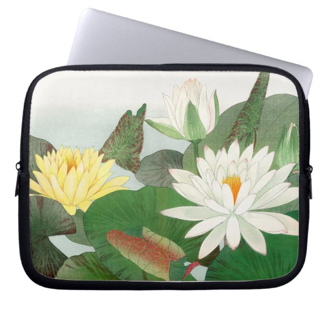 Nymphaea lotus, Japanse houtsnede, 1917 Laptop Sleeve (Voorkant)