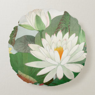 Nymphaea lotus, Japanse houtsnede, 1917 Rond Kussen