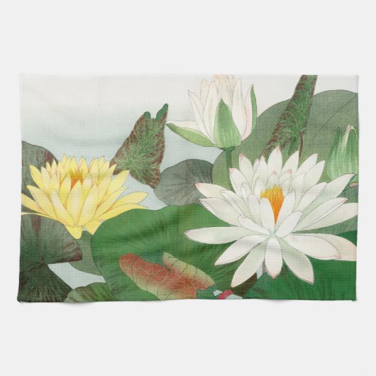 Nymphaea lotus, Japanse houtsnede, 1917 Theedoek (Horizontaal)