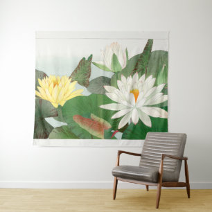 Nymphaea lotus, Japanse houtsnede, 1917 Wandkleed