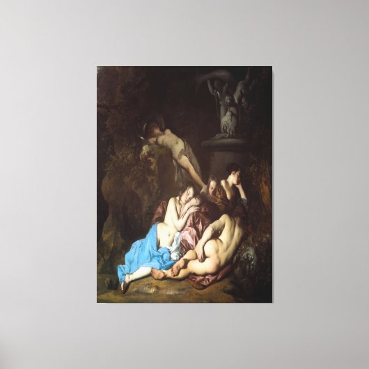 Nymphs by a Fountain (early 1650s) Canvas Afdruk (Voorkant)