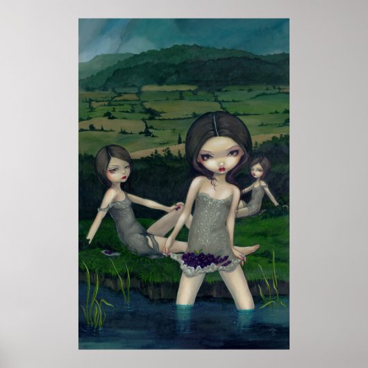 Nymphs Collect Berries Art Print (Voorkant)