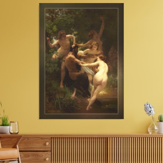Nymphs en Satyr van William-Adolphe Bouguereau Canvas Afdruk (Insitu (Woonkamer))