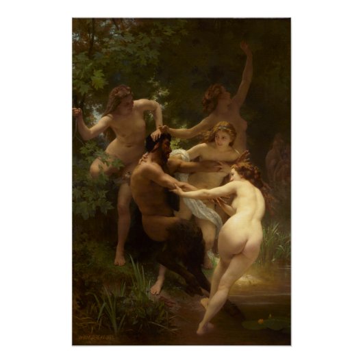 Nymphs en Satyr van William-Adolphe Bouguereau Perfect Poster (Voorkant)