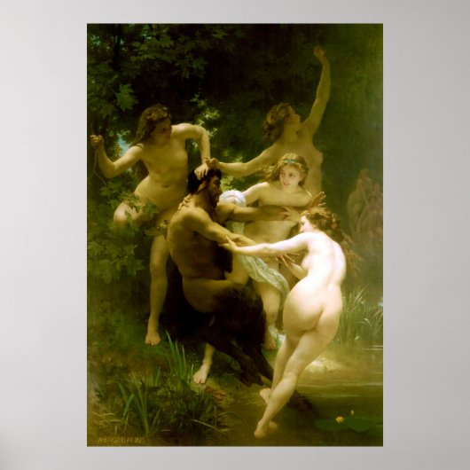 Nymphs en Satyr van William Adolphe Bouguereau Poster (Voorkant)