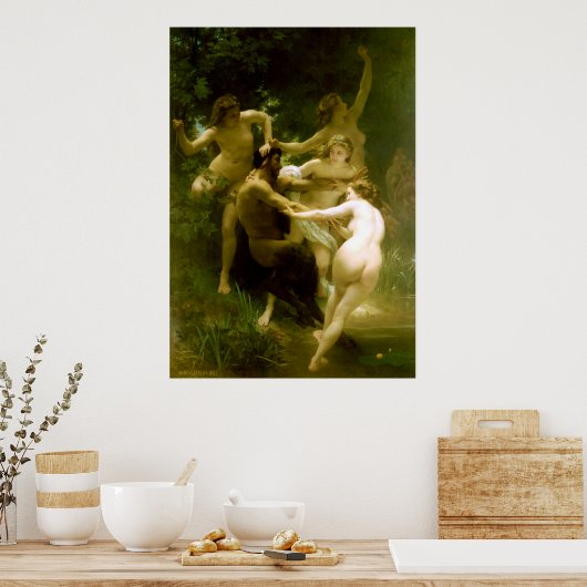 Nymphs en Satyr van William Adolphe Bouguereau Poster (Keuken)