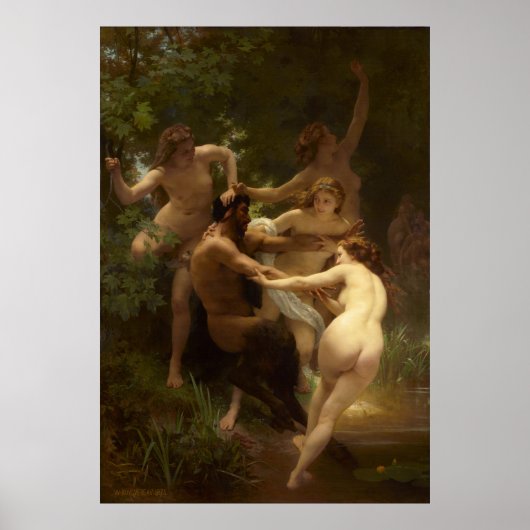 Nymphs en Satyr van William-Adolphe Bouguereau Poster (Voorkant)