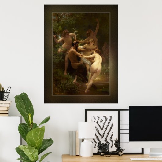 Nymphs en Satyr van William-Adolphe Bouguereau Poster (Thuiskantoor)