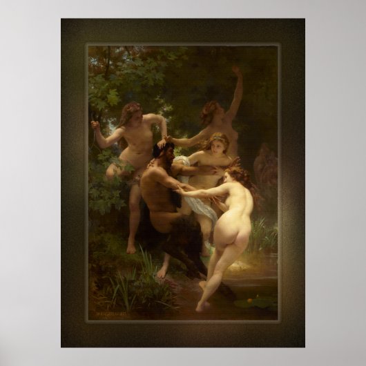 Nymphs en Satyr van William-Adolphe Bouguereau Poster (Voorkant)