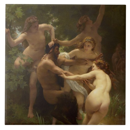 Nymphs en Satyr van William-Adolphe Bouguereau Tegeltje (Voorkant)