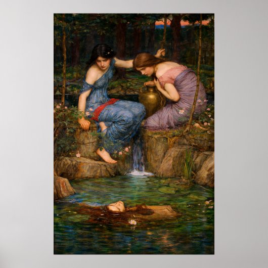 Nymphs Finding the Head of Orpheus by Waterhouse Poster (Voorkant)