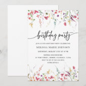 NYRA - Wildflower Verjaardagsfeest nodigen sjabloo Kaart (Voorkant / Achterkant)