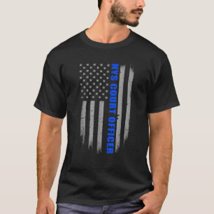 NYS Court Officer Dunne Blauwe Lijn Vlag T-shirt