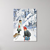 Nystrom - Kinderen in de sneeuw, 1910 Canvas Afdruk (Voorkant)