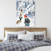 Nystrom - Kinderen in de sneeuw, 1910 Canvas Afdruk (Insitu (Slaapkamer))