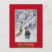 Nystrom - Kinderen in de sneeuw, 1910, Kerstmis Briefkaart (Voorkant)