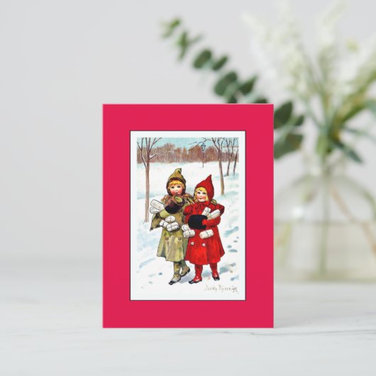 Nystrom - Kinderen in de Sneeuw (1), kunst Briefkaart (Staand voorkant)