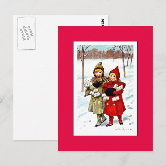 Nystrom - Kinderen in de Sneeuw (1), kunst Briefkaart (Voorkant / Achterkant)